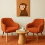 Rota Berjer Turuncu Çay Seti İki Koltuk - Ofis Balkon Cafe Bahçe Salon Mobilyası (Sehpa Dahil Değildir)