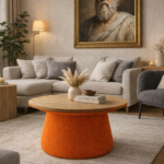 Socrates Mantar Orta Sehpa (Ofis ,Balkon,Salon,Oturma Odası) 60 cm çap - Turuncu