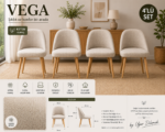 Vega Yemek Masası Sandalyesi Keten Kumaş (4 Adet)