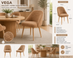 Vega Yemek Masası Sandalyesi Welsoft Kumaş - Görsel 4