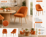 Vega Yemek Masası Sandalyesi Welsoft Kumaş