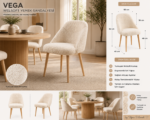Vega Yemek Masası Sandalyesi Welsoft Kumaş - Görsel 6