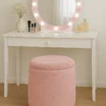 Lidya Çok Amaçlı Sandıklı Makyaj Masası Pufu  - PEMBE ( Masa Ve Aksesuarlar Dahil Değildir !! )