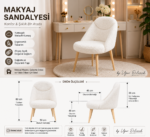 Minimal Makyaj Masası Sandalyesi Ahşap Ayaklı