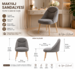 Minimal Makyaj Masası Sandalyesi Ahşap Ayaklı - Görsel 2