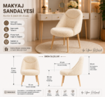 Minimal Makyaj Masası Sandalyesi Ahşap Ayaklı - Görsel 3