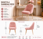 Minimal Makyaj Masası Sandalyesi Ahşap Ayaklı - Görsel 4