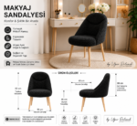 Minimal Makyaj Masası Sandalyesi Ahşap Ayaklı - Görsel 5