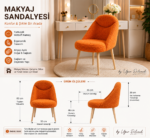 Minimal Makyaj Masası Sandalyesi Ahşap Ayaklı - Görsel 6